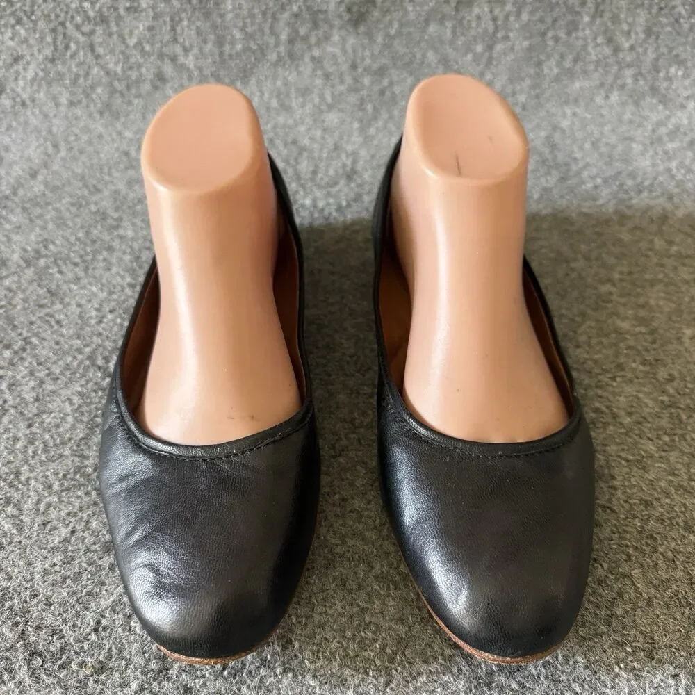 Frye Black Leather Slip-On Ballet Flat Round Toe Women's US 8.5 Comfort - Picture 2 of 10
